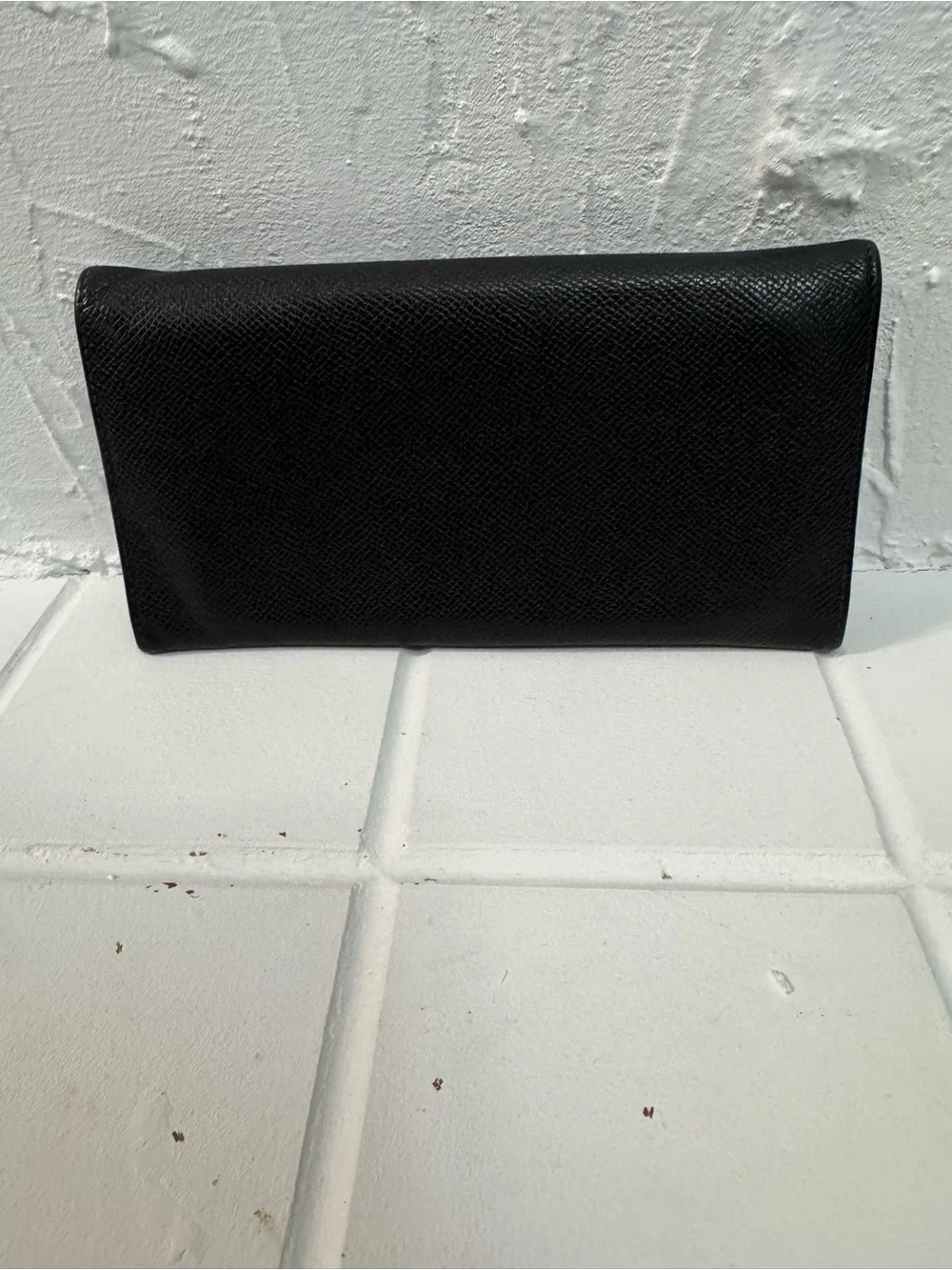 Bulgari Black Leather Continental Wallet with Signature Circle Logo